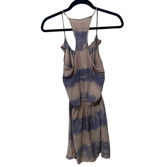 Parker Silk Tie Dyed Ombre Print Cinched Waist Blouson Dress Gray Size Medium - Picture 7 of 10